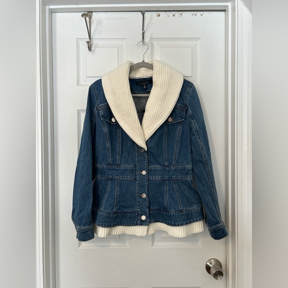 White House Black Market Jackets & Blazers - White House Black Market Blue Jean Jacket with Cream Collar